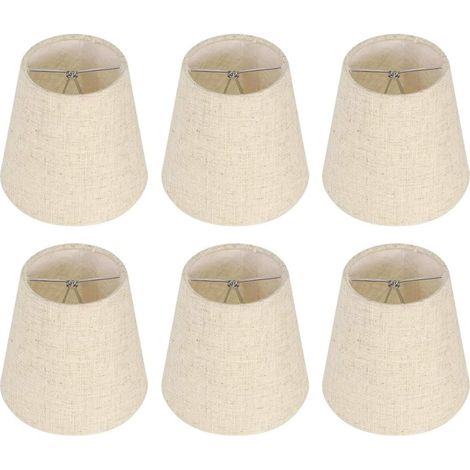 Set mit 6 kleinen Lampenschirmen, Lampenschirme aus Jute-Leinwand mit Klemmbirnen für Tisch- und Stehlampen, beigefarbene Lampenschirme im skandinavischen Stil, 8,9 x 14 x 13,2 cm