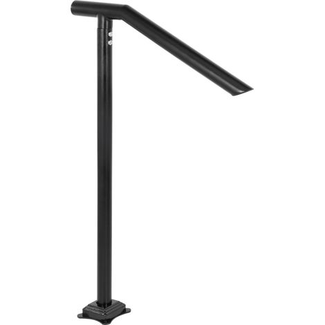 Mophorn-Handlauf für 1–3 Stufen, schwarzes Stahlgeländer, 150 kg Tragkraft, Einbrennlackierung, stilvoller Metallhandlauf für Außentreppen, inkl. Spreizbolzen und Bohrer – Schwarz (1/5)