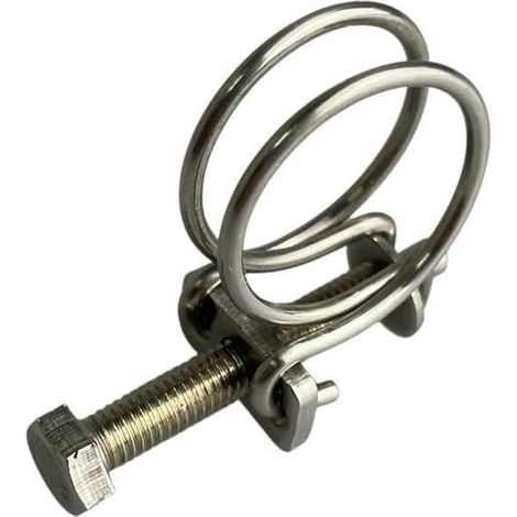 Lot de 10 colliers de serrage à double fil en acier inoxydable 21-25 mm pour tuyau de bassin (1/4)