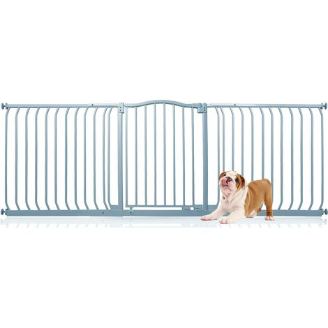 Bettacare Curved Top Dog Gate, 197cm - 206cm, Matt Grey, Pressure Fit Pet Gate for Dog and Puppy, Pet and Dog Barrier