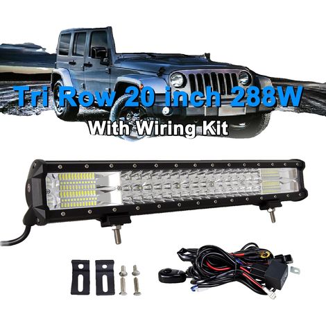 Barre lumineuse LED, faisceau combiné de 288W, étanche IP67, Barre lumineuse et fil (1/2)