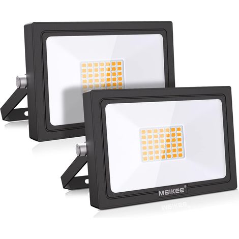 Projecteurs LED Extérieur 35W, Lot de 2 Spot LED Extérieur IP66 Étanche, 3000LM Super Brillant, Blanc Chaud 2700K, Éclairage de Sécurité pour Patio, Jardin, Garage, Terrasse, Usine, Entrée (1/5)