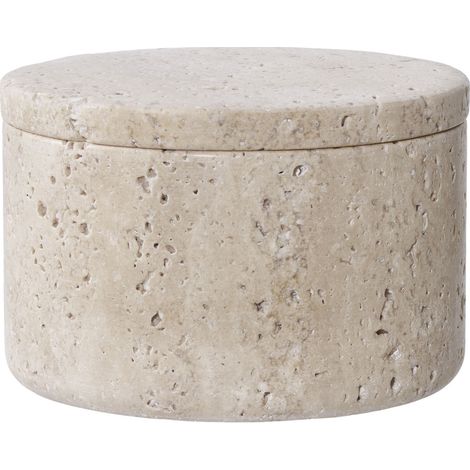 Portagioie in travertino naturale con coperchio ø10x6,5 cm