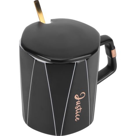 Tasse Octogonale en Céramique pour Bureau, Mug avec Cuillère et Couvercle, Cadeau pour Amis et Couple, Format D (1/5)