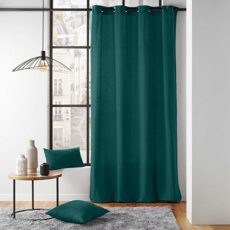 Rideau en poly-coton recyclé Vert emeraude 135x260 cm (1/5)