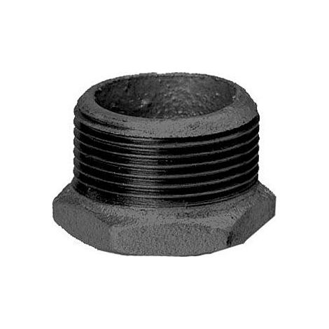 Hermann Schmidt Temperguss Reduktionsstück 14241015 DN 25 x 20, 1" x 3/4", AG/IG, schwarz