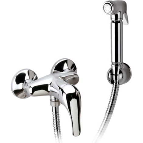Set doccetta per bidet relax con doccia a pulsante, flessibile, miscelatore doccia e supporto lux (1/2)