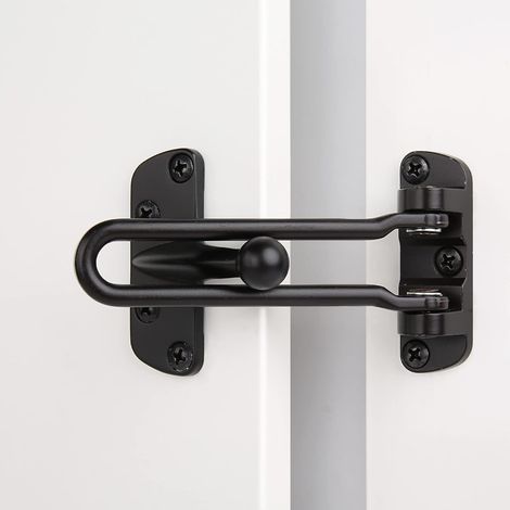 Serrure de porte de sécurité pour la maison, barre pivotante, loquet de protection antivol pour porte avant et intérieure (Noir),Black (1/5)