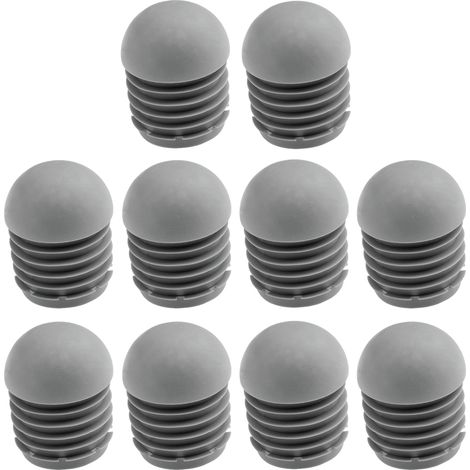 10x Bouchon Tube Chaise Rond Embout rentrant antidérapant Gris Pied Meuble Protection, 25mm (1/5)