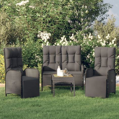 Ensemble à manger de jardin avec coussins 3 pcs-Salon de jardin Noir 942188 (1/5)