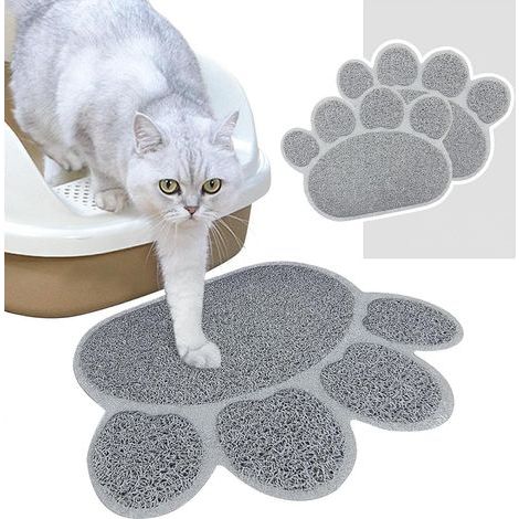 Tappetino per lettiera per gatti, set da 2 pezzi di alta qualità, grande vassoio per lettiera per gatti, materiale in PVC, forma a zampa di gatto, impermeabile e resistente, facile da pulire, antisciv (1/5)