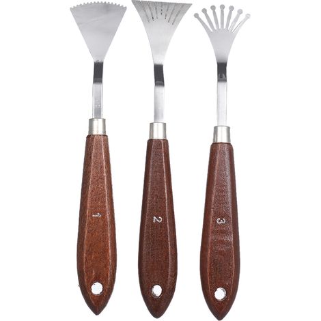 Ensemble de 9 outils de peinture à l'huile comprenant couteaux à palette, grattoirs, spatules et spatules pour effets spéciaux. (1/5)