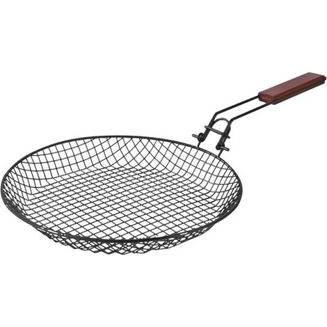 Grillbesteck-Set – Faltbarer Grillkorb aus Edelstahl, rund, 56 x 30 x 3,8 cm (1/2)