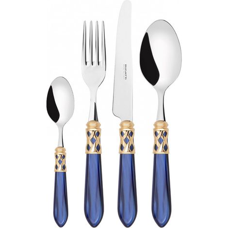 Caste Définit 24 pièces dans Mother Perperla Blue Wood Case Aladdin ghiera dorata Bugatti