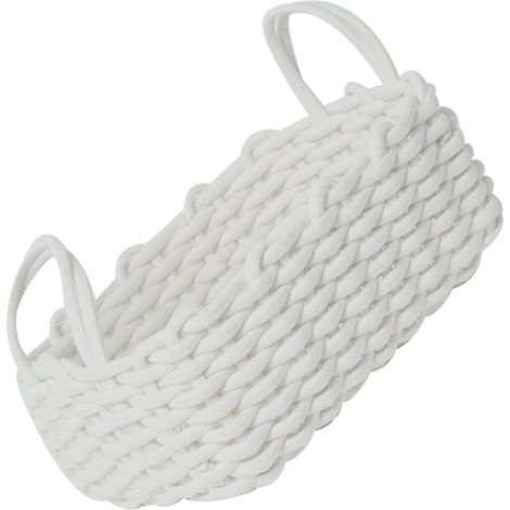 Panier de rangement en corde de coton tressée à la main, style nordique, idéal pour organiser votre bureau (clés, en-cas, sous-vêtements), blanc, 36 x 25 x 15 cm / 14,2 x 9,8 x 5,9 pouces (1/5)