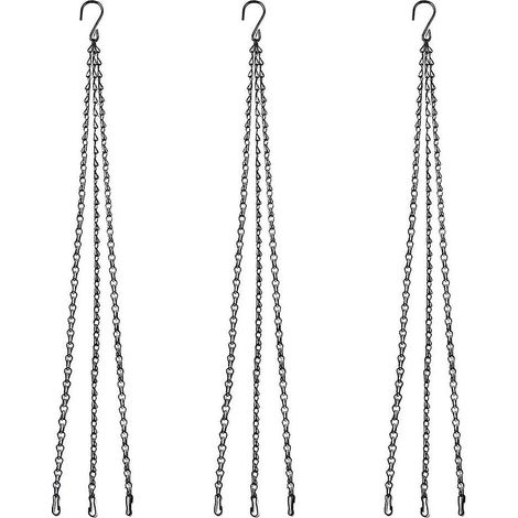 [qg]Chaîne pour suspension de jardin Sunrain, lot de 3 chaînes métalliques avec clips, compatibles avec pots de fleurs et jardinières. (1/3)