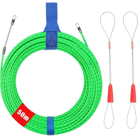 Aiguille Electricien Diamètre Tire Cable Électrique Enfile câble pour la Pose de Câbles Tubes Vides 50 m 4 mm Vert (1/4)