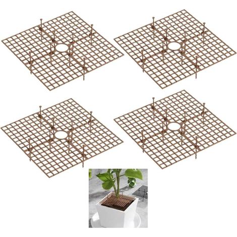 Lot de 4 cache-pots, protection pour plantes, pots de 30 cm, cache-pot en maille avec découpe centrale, protecteur de terre (marron) (1/5)