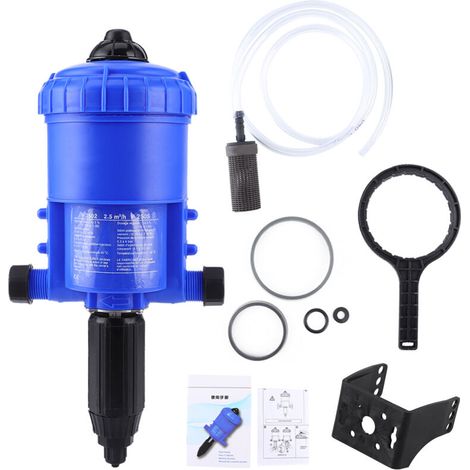 Adjustable fertilizer injector from 0.2% to 2%, automatic dosing device, irrigation injector, chemical liquid dosing dispenser, Dosatron injector powered by a dosing pump, A (1/5)