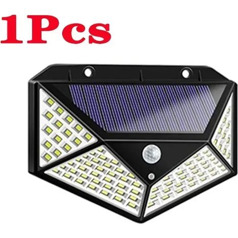 (1 pièce - 100 LED) Applique solaire murale extérieure avec détecteur de mouvement, compatible avec les éclairages de rue et de jardin. (1/5)