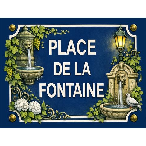 Plaque métal place de la fontaine 20 × 15 cm (1/2)