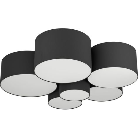 Luminaire plafonnier Pastore 2 à 6 flammes, lustre en tissu noir et (1/5)