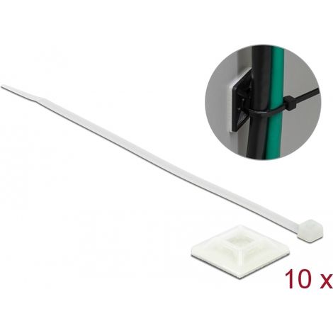 Delock Soporte de Sujetacables 25 x 25 mm con Sujetacables con LA 300 x AN 4,8 mm blanco