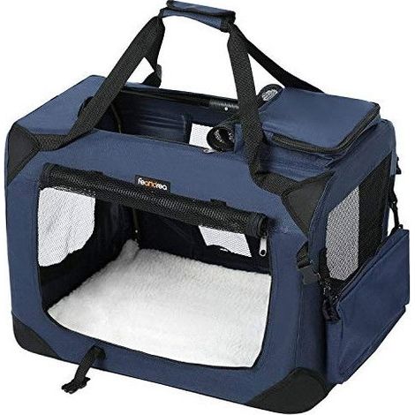 FEANDREA Trasportino per Cane, Gabbia Pieghevole, L (70 x 52 x 52 cm), Blu Scuro PDC70Z (1/4)