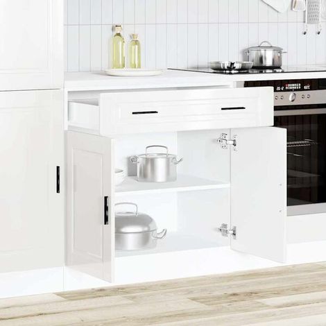 Armoires de Cuisine Porto Blanc Brillant - Meubles de Cuisines en Bois d'Ingénierie, Design Moderne et Élégant pour Rénovation (1/5)