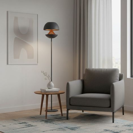 Piantana moderna in metallo grigio e oro