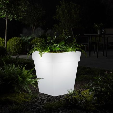 Pot De Fleur Extérieur Solaire Lumineux Jardinière À Énergie Solaire Avec Lampe Éclairage De Jardin Pour Cour Terrasse Balcon Décoration D’Extérieur 19.50 X 16.50 X 16.50 Cm (1/5)