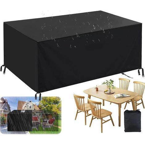 Housse Salon de Jardin, Housse Table de Jardin Rectangulaire Extérieur, Tissu Oxford 420D très résistant, Couverture de Protection Meubles ​Bache Imperméable Anti-UV （909090cm）