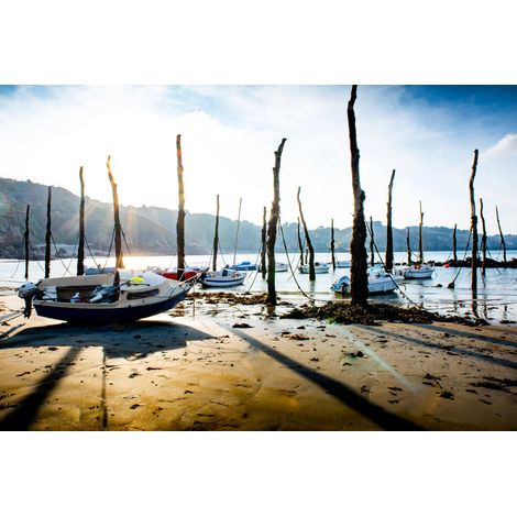 Tableau sur toile marée basse en Bretagne 65x97 cm - Impression sur Toile Murale Décorative - Image imprimée en HD sur Toile - Toile sur Châssis en Bois FSC - Fabriqué en France (1/5)