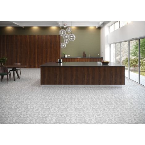 Carrelage Imitation Carreaux de Ciment CUBAN 22,3x22,3 cm Silver Sky (1/3)