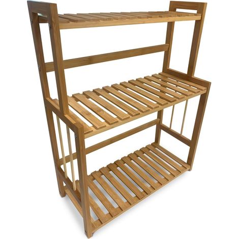 Scaffale Organizer 3 Ripiani In Bambù Salvaspazio Multiuso Per Casa E Ufficio (1/5)