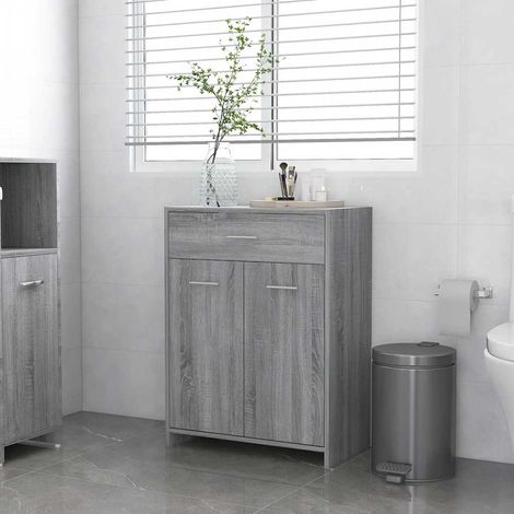 Badezimmerschrank Grau Sonoma 60x33x80 cm Holzwerkstoff (1/5)