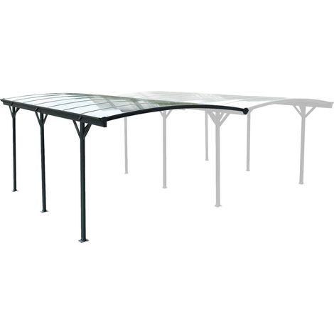 Extension of aluminum and polycarbonate carport 15m² Anthracite 299x74x18 cm - Extension Le mans