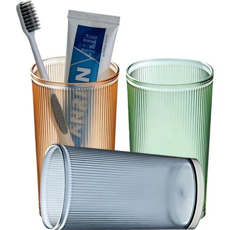 3er-Set Zahnbürstenbecher wiederverwendbarer Zahnbürstenhalter tragbarer Mundspülbecher bruchsicherer Badezimmerbecher für Zuhause Badezimmer 3 Blau (1/5)
