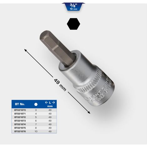 BRILLIANT TOOLS douille embout hexagonal 3/8" 10 mm - BT021876 (1/5)