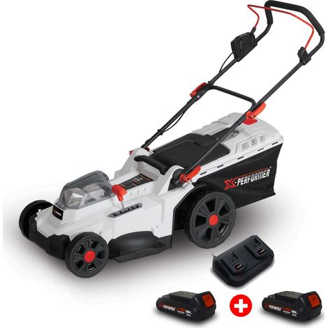 Tondeuse à gazon portative sur batterie - 40V MAX - Hauteur de coupe 6 positions avec 2 Batteries 2Ah et double chageur