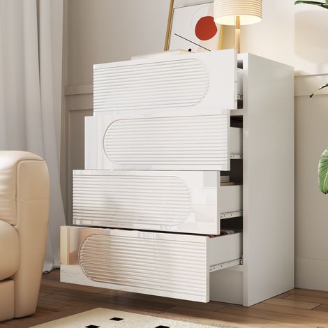 Cassettiera 4 cassetti bianca in MDF 60x38,5x85 cm OKMYHOME (1/5)
