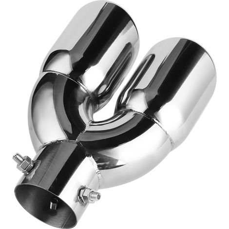 Embouts d'échappement doubles en acier inoxydable 201, sortie 63-76 mm, longueur 220 mm, pour pots auto, finition polie, kit de 2 pièces (1/5)