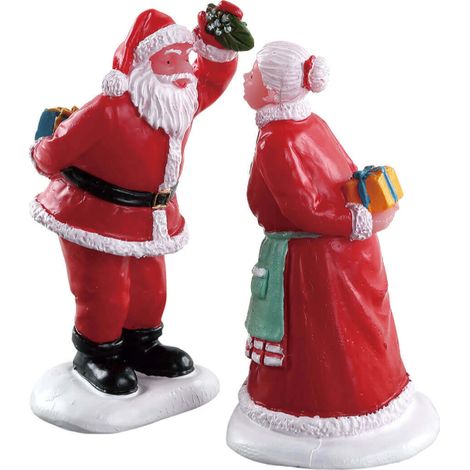 Statuetta Babbo e Mamma Natale decorazione per presepe e villaggio natalizio