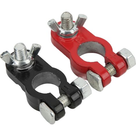 Jeu de 2 Pinces de Serrage pour Batterie, Alliage d'Aluminium, Isolation Bakélite, Universel pour Bornes 17-19mm (1/5)