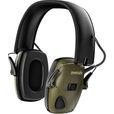 Casque de tir électronique antibruit NRR 22 dB avec amplification sonore, vert (1/5)