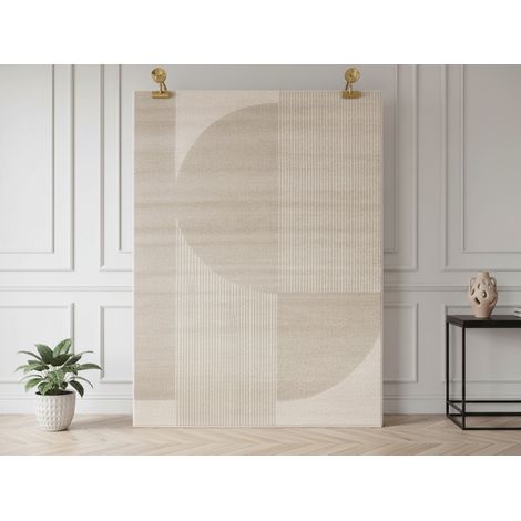BOBOCHIC - Tapis poils ras IRENA motif abstrait 160x230 Beige (1/5)