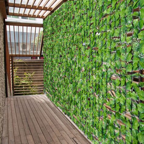Haie artificielle 300 x 150 cm en polyéthylène vert clair, écran d’intimité pour balcon – MEUBLIV (1/5)