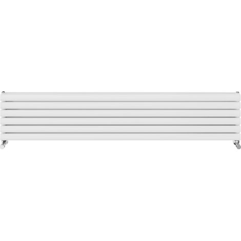 Warmehaus Horizontal Radiator Oval Double Panel White 354x1800mm (1/5)