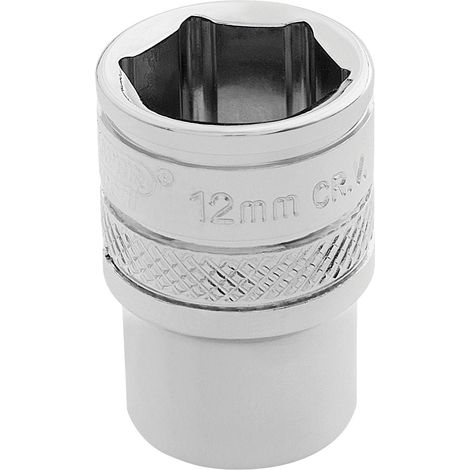 Draper 12mm 1/4 Inch Square Drive Hi-Torq® 6-Point Metric Socket (Polished Chrome, Model 32569)