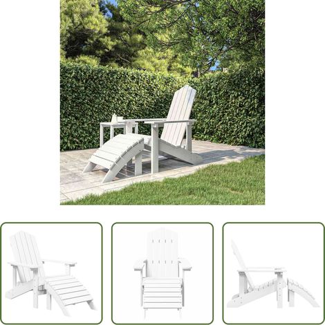 Chaise Adirondack - Chaise de jardin Adirondack avec repose-pied PEHD Blanc (1/5)